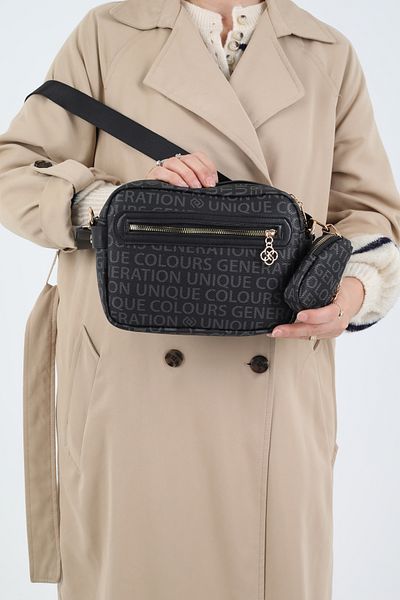 SESUME Women's Black Stylish Designed Crossbody Bag