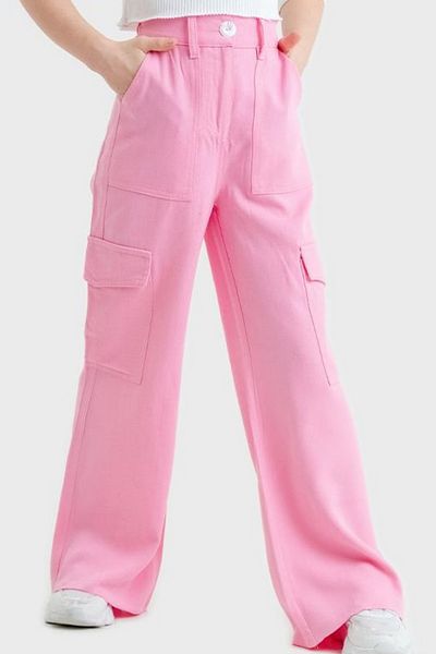 GİYİCEM TEKSTİL Girl's Viscose Cargo Linen Trousers 2544