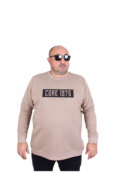 MocGrande Ανδρικό μεγάλο μέγεθος με λαιμόκοψη με λαιμόκοψη 3ip Sweat Core 1975 24209 Camel