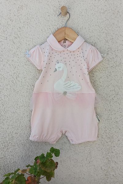 Necix's Swan Patterned Girl's Jumpsuit