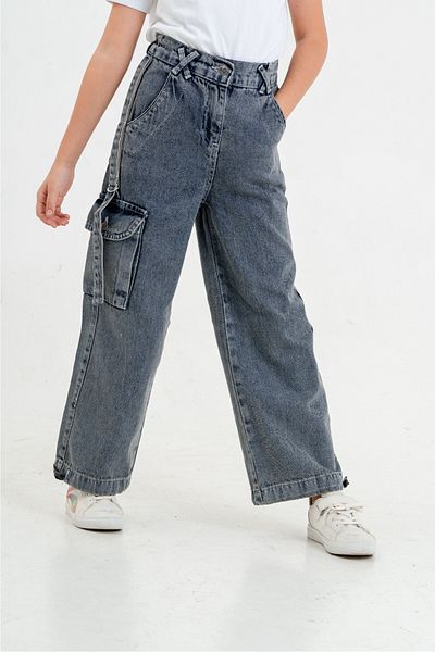GİYİCEM TEKSTİL Girl's Side Stripe Jeans 2143