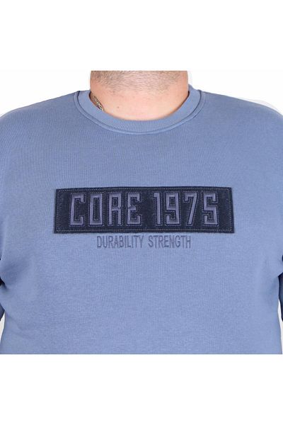 MocGrande Sweat Core pentru bărbați de mărime mare - 3ip, gât zero, model 1975, albastru