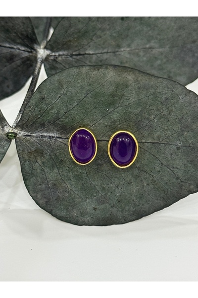 DURAN TAKI TASARIM Ametis Taşlı Gümüş Küpe