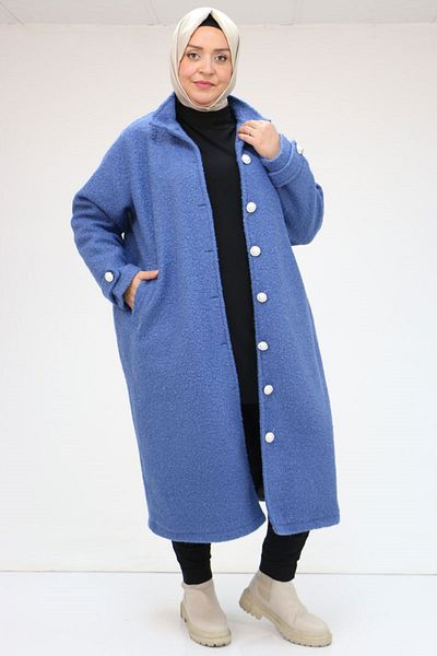 Eslina 43089 Palton Indigo de mărime mare - Buzunare Dikyaka și Fileto