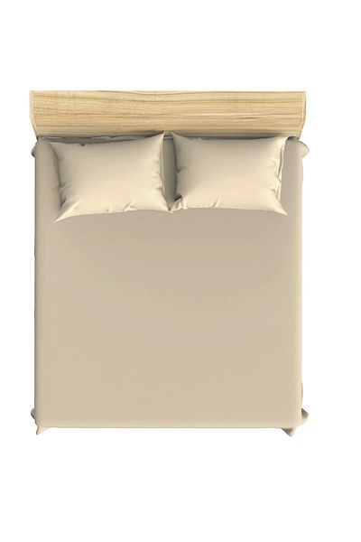 Maki Home Makiteks 100% Cotton Beige 160x200+2*(50x70) Σετ διπλό ελαστικό σεντόνι και μαξιλαροθήκη