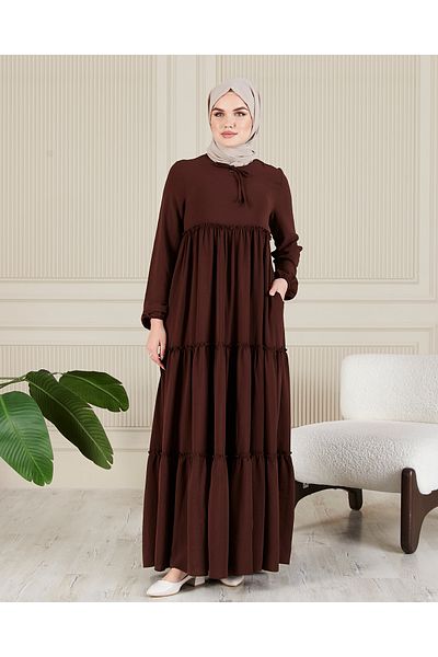 fistan Φόρεμα Hijab 3 στρώσεων - Φούστα με στρώσεις, τσέπη τσιγγάνων, φόρεμα για τη μητέρα και την προσευχή Umrah