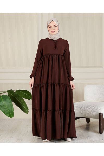 fistan Φόρεμα Hijab 3 στρώσεων - Φούστα με στρώσεις, τσέπη τσιγγάνων, φόρεμα για τη μητέρα και την προσευχή Umrah