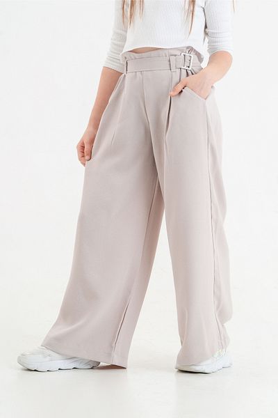 GİYİCEM TEKSTİL Girl's Buckle Belted Linen Trousers 2545