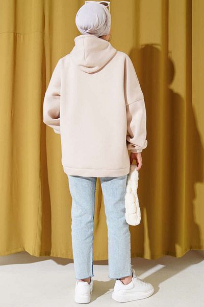 Boi Basic Unisex 5-Pece Hooded 3 Thread Raised Sweatshirt - Baby Blue - Μαύρο - Κόκκινο - Γκρι - Ροζ