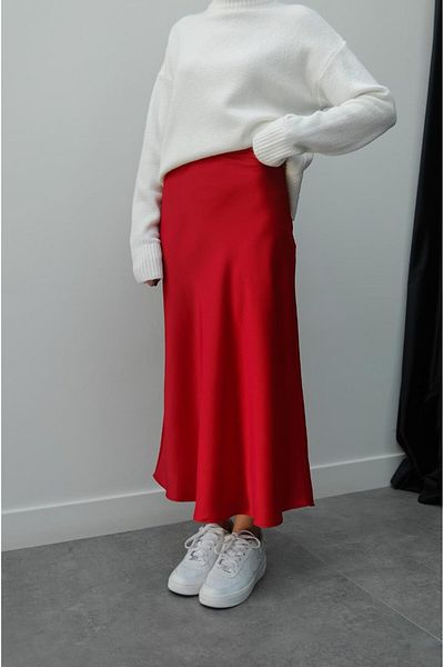 Havoş Red Crepe Satin Skirt