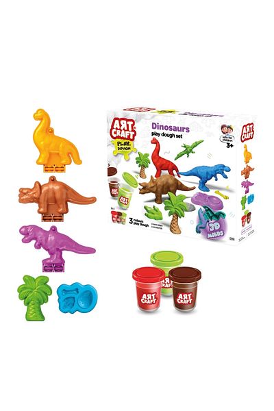 Doğan Oyuncak Dünyası 168 Gr. Dinosaurs Play Dough Set - Natural Play Dough Set