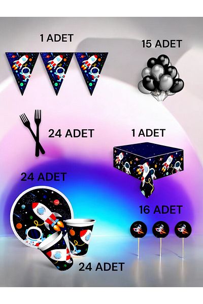 VibeHome Space Themed L Pack for 24 - Birthday Party and Fun Events