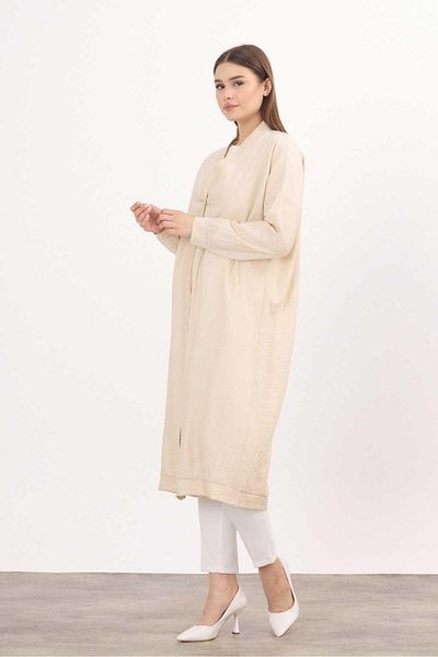 Rays 4378A Beige Long Tunic with Buttons