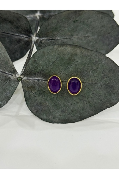 DURAN TAKI TASARIM Ametis Taşlı Gümüş Küpe