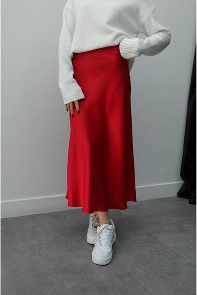 Havoş Red Crepe Satin Skirt