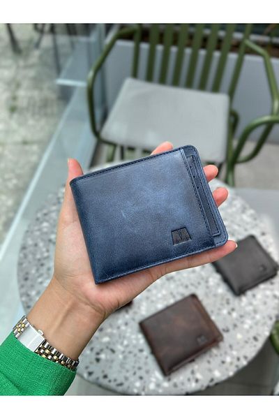 Deriza Ανδρικό πορτοφόλι από γνήσιο δέρμα Navy Blue 5750 Model