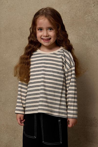 Fahhar Kids Tricou cu mânecă lungă cu dungi negre