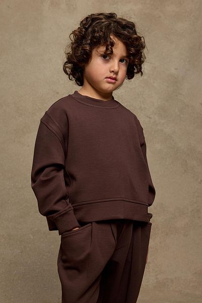 Fahhar Kids Кафяв плисиран костюм от мек модал