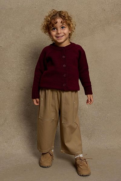 Fahhar Kids Claret Red Knitwear Cardigan