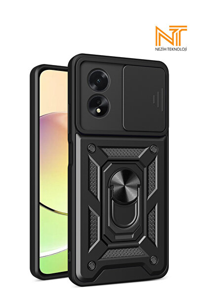Nezih Case Oppo A38 Uyumlu Magnetik Standlı Kamera Korumalı Sürgülü Kapak