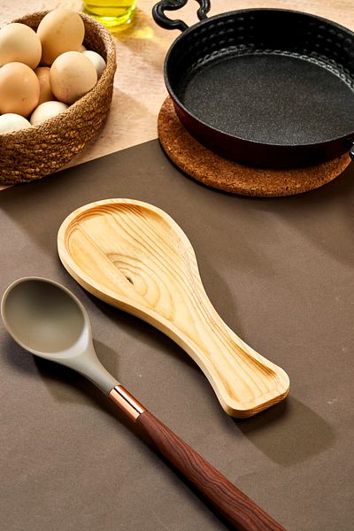 FBZhome Countertop Ladle Spoon Coaster Handmade Natural Wooden Spoon Holder