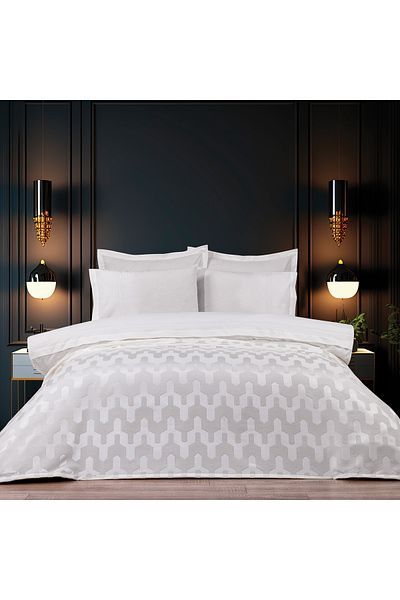 Schafer Scala Home Double Bed Cover Set - 7 Pieces, Cream