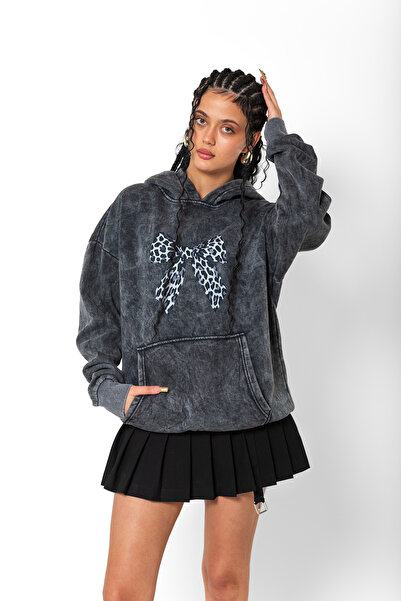 Bak Moda V2 Bow Sa leopard printom Oversize kroj Unisex Premium periva crna d...