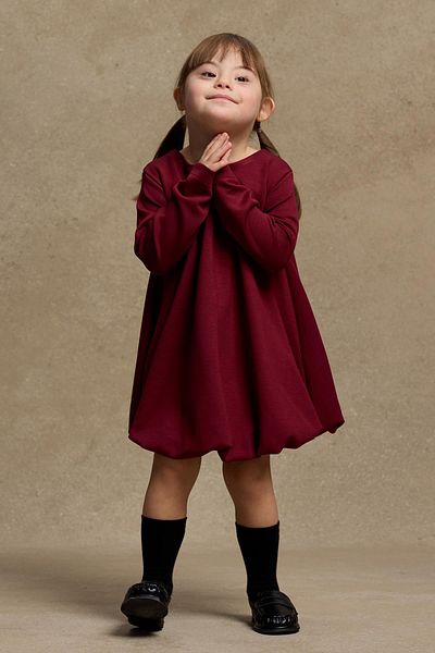 Fahhar Kids Rochie moale modal cu mâneci cu balon burgundy