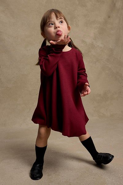 Fahhar Kids Rochie moale modal cu mâneci cu balon burgundy