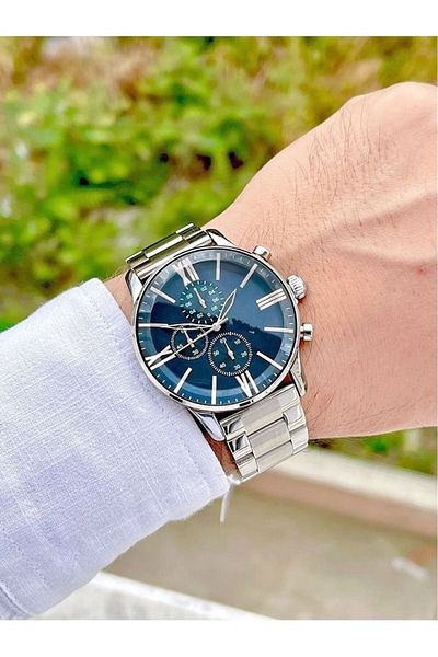 LOOQ Men's Steel Imported Analog New Model Wrist Watch Silver Cord-silver Black Dial