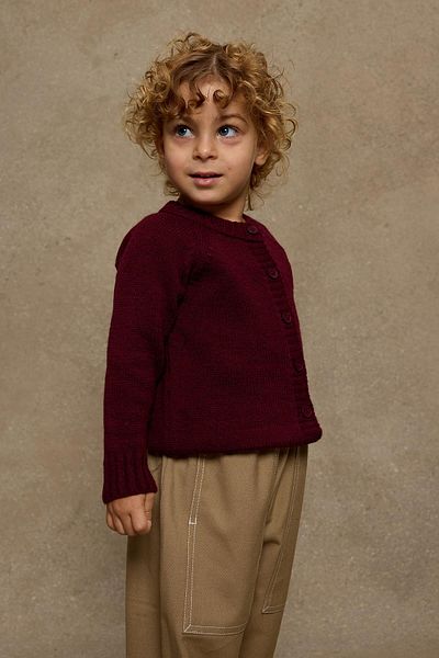 Fahhar Kids Claret Red Knitwear Cardigan