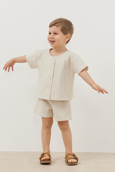 Fahhar Kids Set pantaloni scurți din in bej
