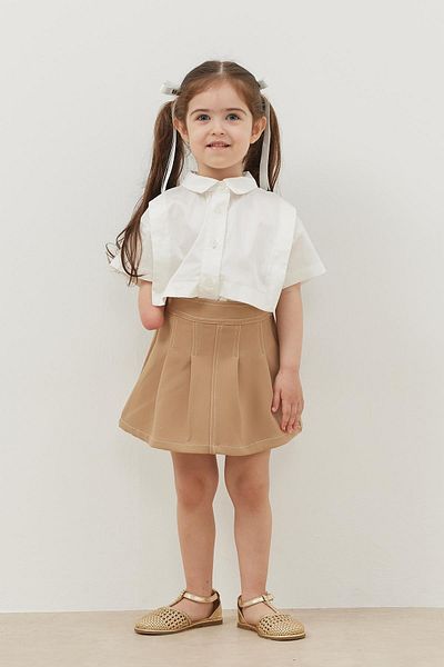 Fahhar Kids Fusta plisata de culoare bej