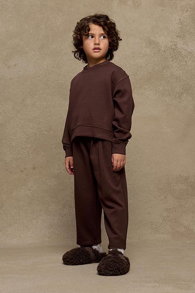 Fahhar Kids Кафяв плисиран костюм от мек модал