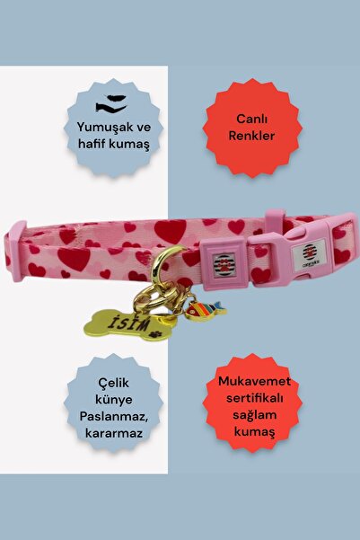 CARAMELOS İSİMLİ, YAVRU VE KÜÇÜK IRK KÖPEK TASMASI, 1,5 CM, PASLANMAZ, KARARMAZ ÇELİK KÜNYELİ, KİŞİYE ÖZEL,