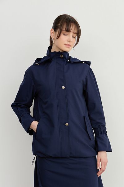 Fatma Atasoy Midi Raincoat with Stopper Trench Navy Blue