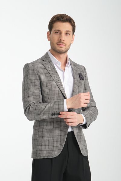 Frappoli Λεπτό καρό Slim Fit Slim Fit Ανδρικό σακάκι Blazer