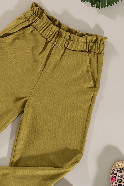 for you kids Green Lace Trousers Set - Pocket Detail