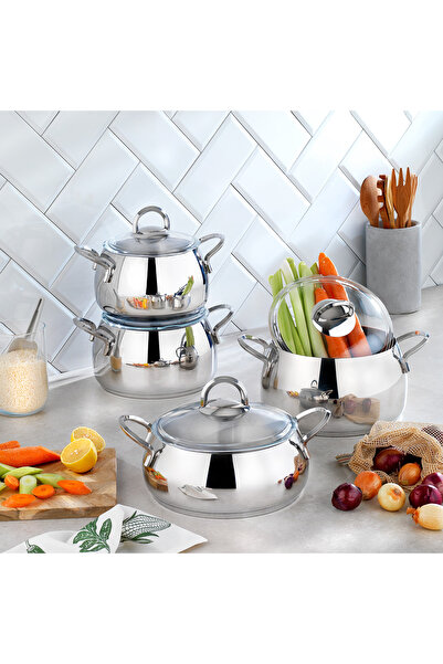 Schafer New Trendy Steel Cookware Set 8 Pieces-Inox