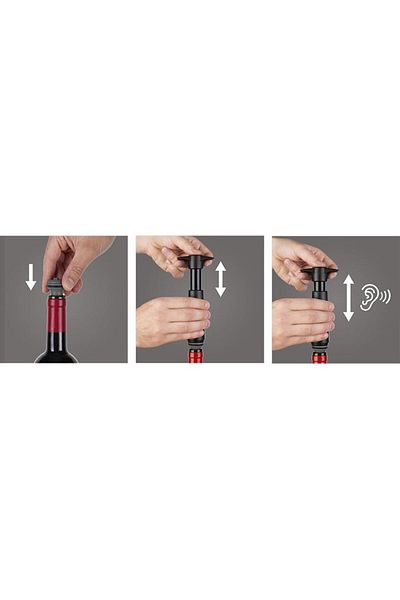 Vacu Vin Black Wine Vacuum Set - 1 Pump and 4 Wine Types (Boxed)