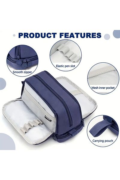 GlassySKY Oxford Cloth Large Capacity Pencil Case-Pen Holder, School, Office College Supplies Storage