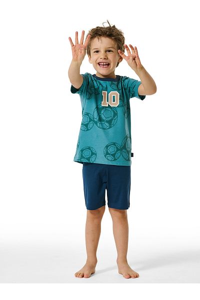 Schiesser Pyjama Boys World Cotton Schlafanzug Schlafmode Bequem