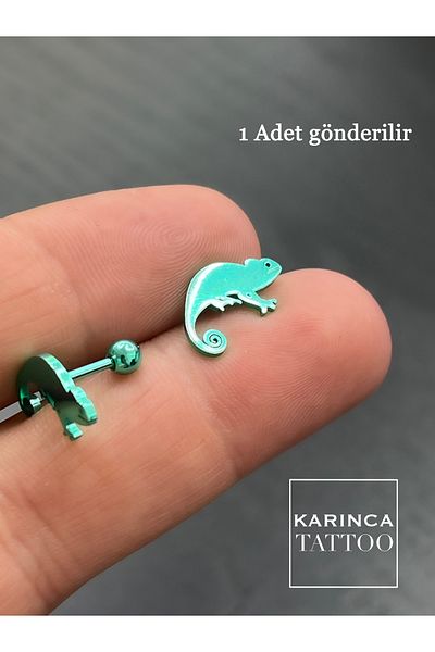 Karınca Piercing Green Color Chameleon Ear Flat Helix Tragus Piercing