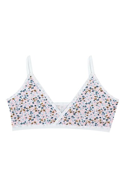 Öts Girl's 3-Piece Colorful Padless Patterned Cotton Lycra Thin Strap Bustier Training Bra