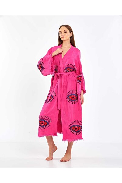 Befera Design Kimono din muselină 100% bumbac, cu model pentru ochi, halat de...