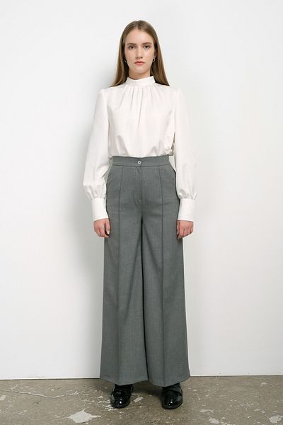 Fatma Atasoy Gabardine Iron Trace Trousers Gray