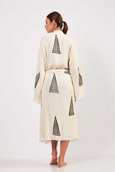 Befera Design Kimono de muselină 100% bumbac cu model piramidal halat de baie caftan