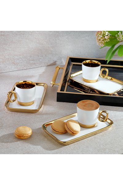 Schafer Goldie 6-Person White Cup Set - 12 Pieces