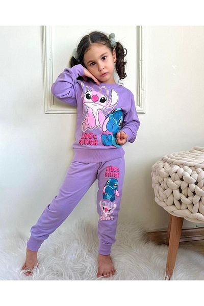 LİLLYPİCCA Stitch Patterned Sweatshirt and Sweatpants Set