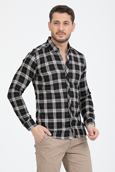 Klothy Мъжка карирана тениска риза от 100% памук